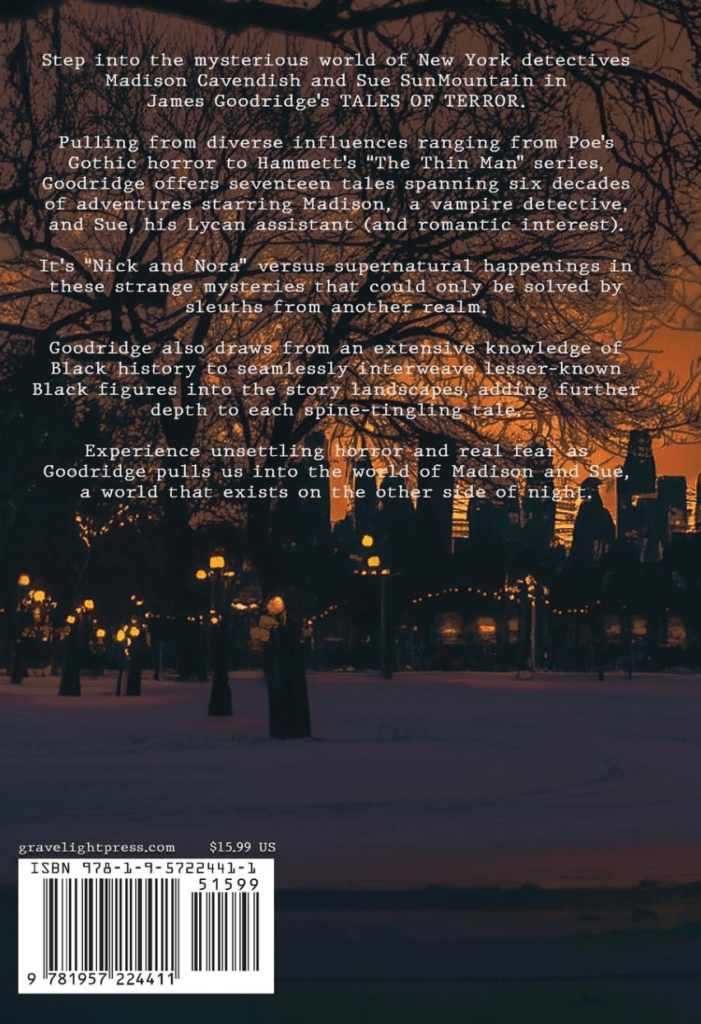 Book cover of 'Terror by Night' featuring shadowy figures and a nighttime cityscape.